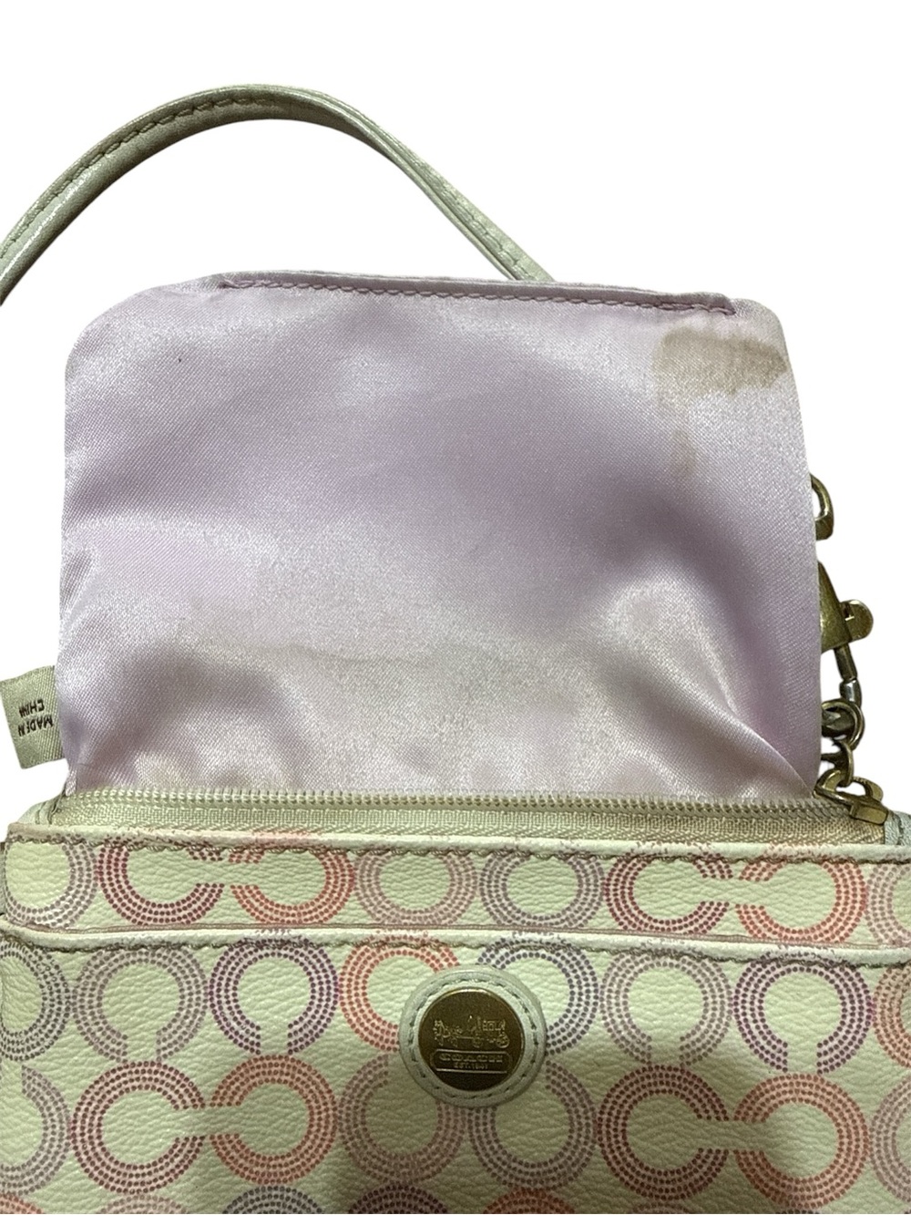 Coach Pastel Pink & Lavender Signature C Wristlet - Picture 3 of 4